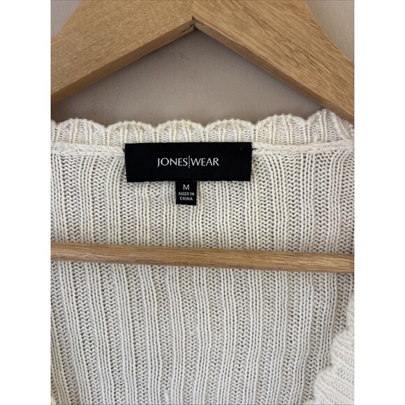 Jones Wear Women’s Medium Ivory Crochet Open Knit Cardigan Lightweight Boho - Picture 4 of 6
